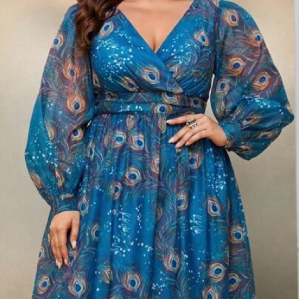 Beautiful peacock print dress.